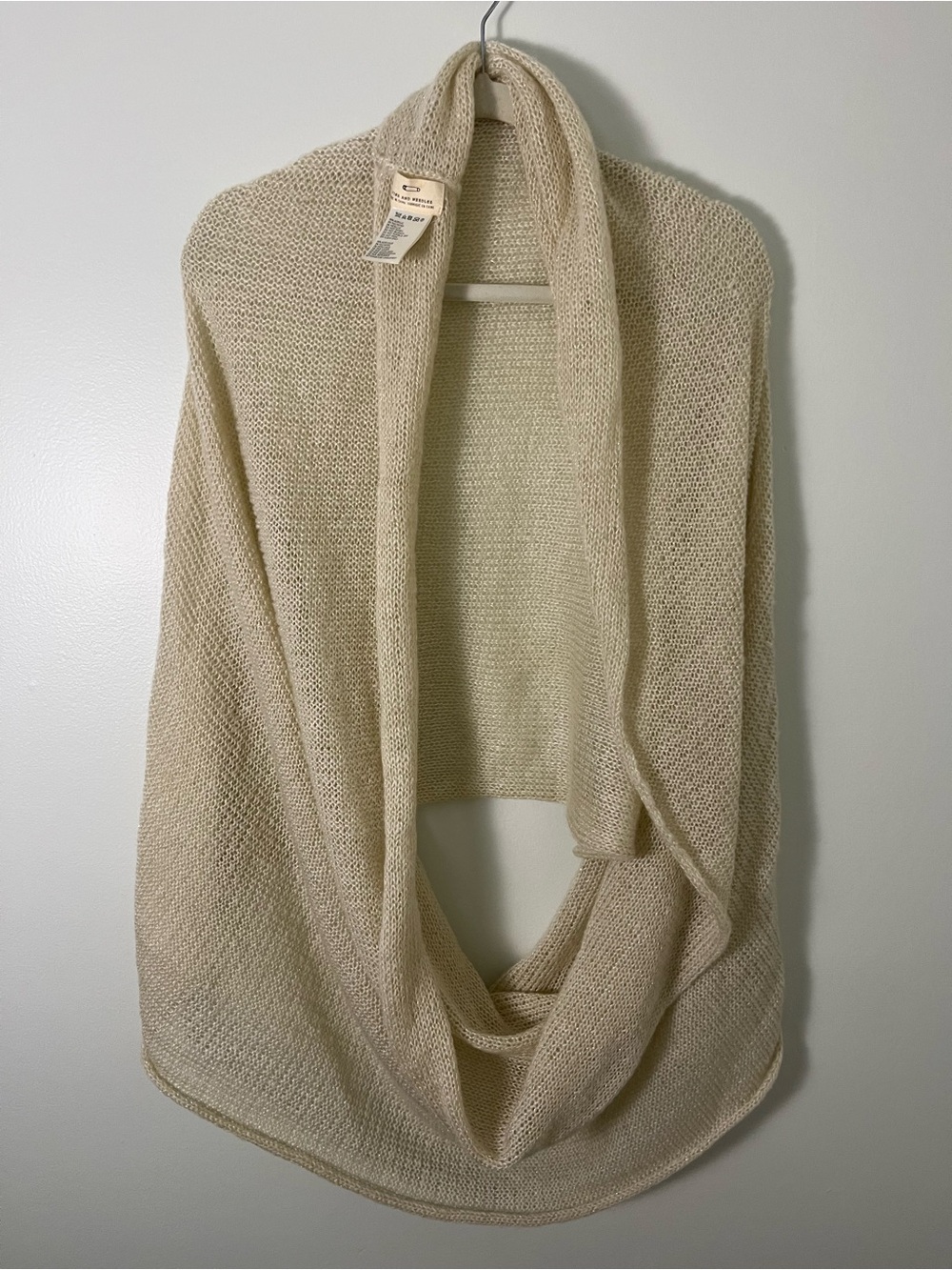 Pins & Needles Open Knit Infinity Shawl in Beige
